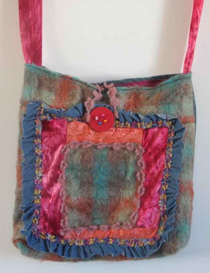 large image of art item: bag &ndash; squares blue brown red orange