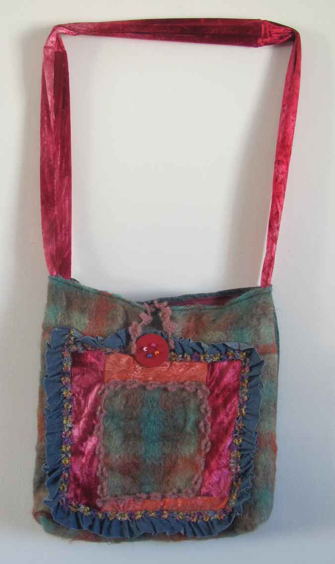 large image of art item: bag &ndash; squares blue brown red orange
