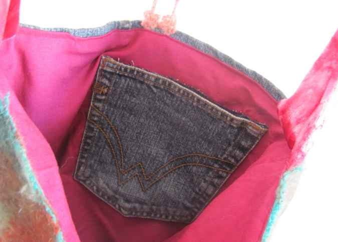 large image of art item: bag &ndash; squares blue brown red orange