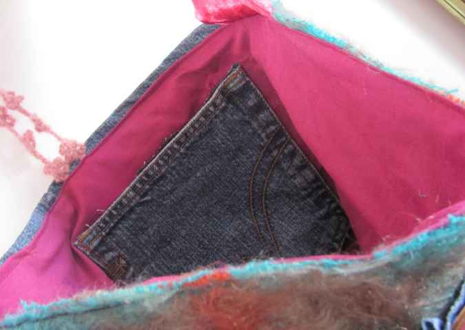 large image of art item: bag &ndash; squares blue brown red orange