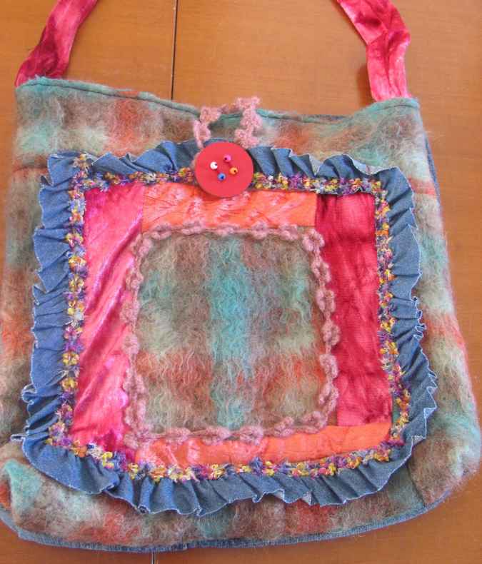 large image of art item: bag &ndash; squares blue brown red orange