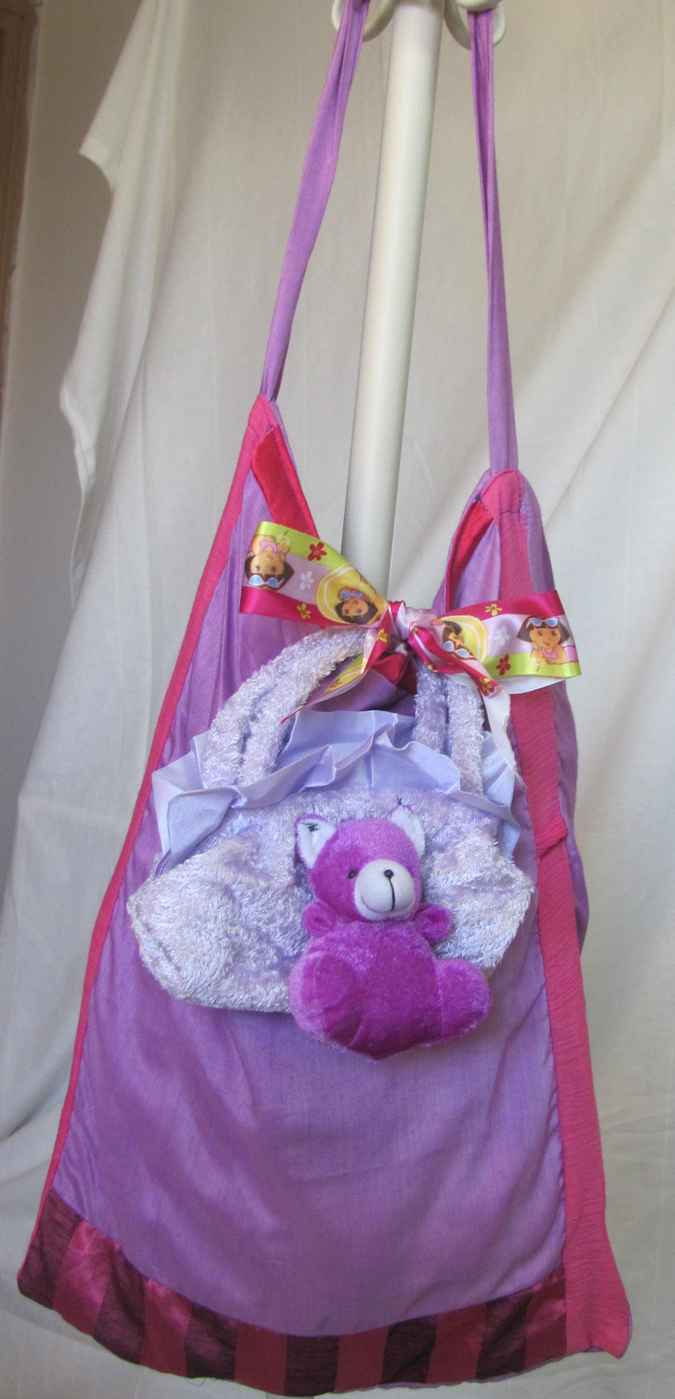 large image of art item: bag &ndash; teddy bear purple ribbon