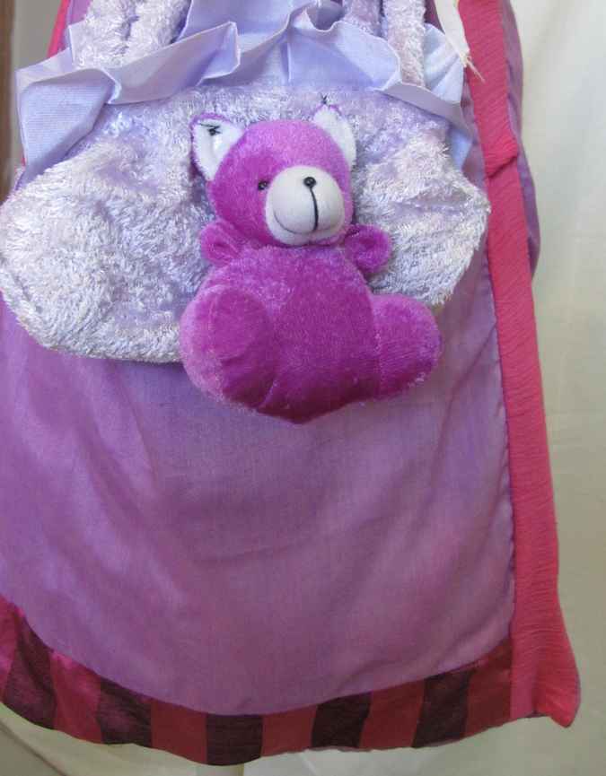 large image of art item: bag &ndash; teddy bear purple ribbon