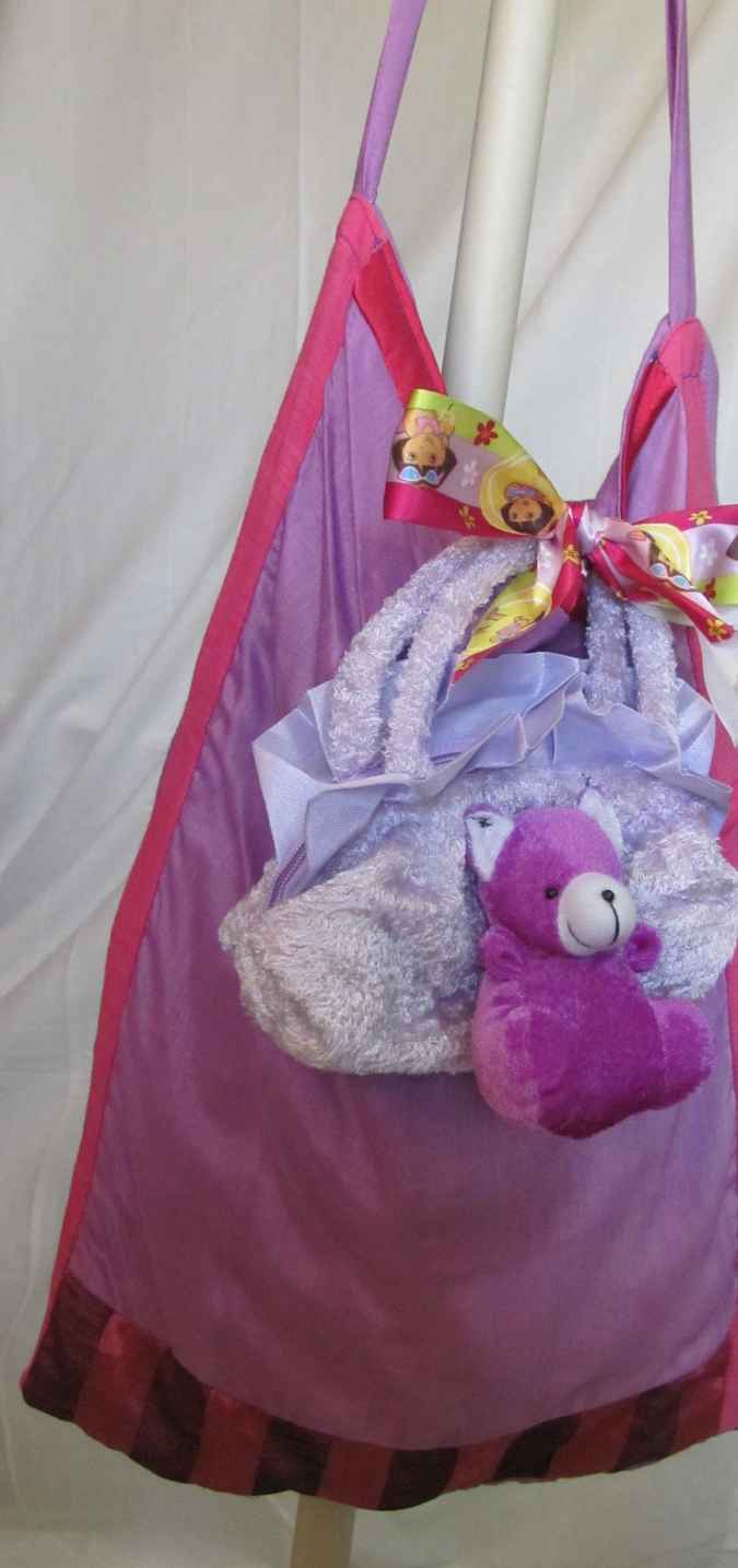 large image of art item: bag &ndash; teddy bear purple ribbon