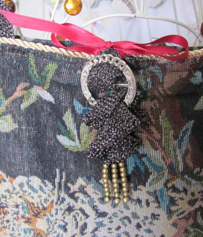 large image of art item: bag &ndash; tiger embroidery black inner crimson