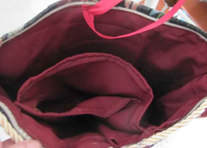 large image of art item: bag &ndash; tiger embroidery black inner crimson