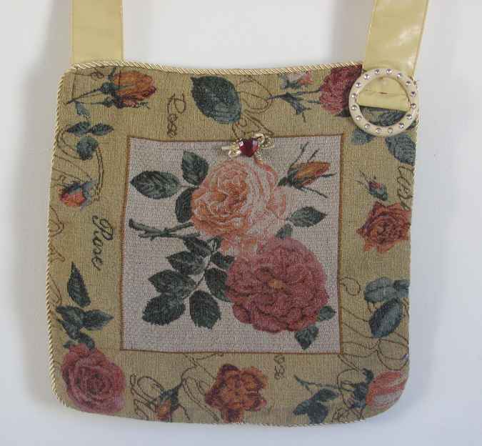 large image of art item: bag &ndash; yellow embroided flowers red pink blue