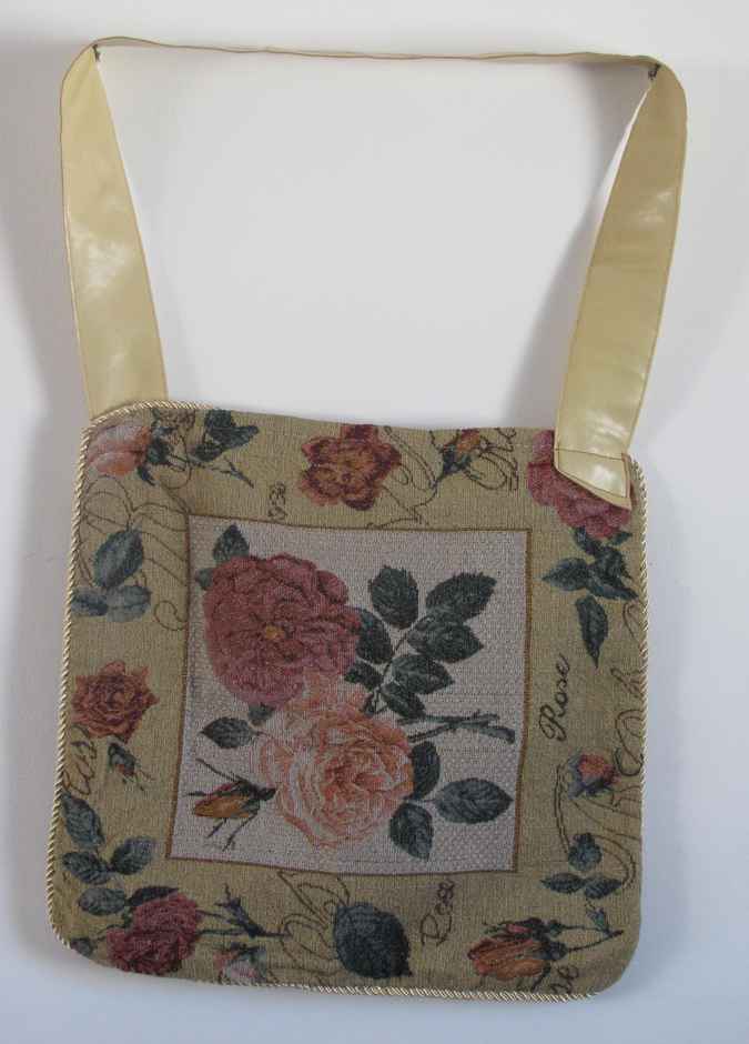 large image of art item: bag &ndash; yellow embroided flowers red pink blue