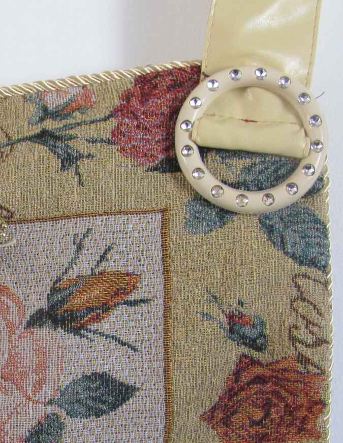 large image of art item: bag &ndash; yellow embroided flowers red pink blue