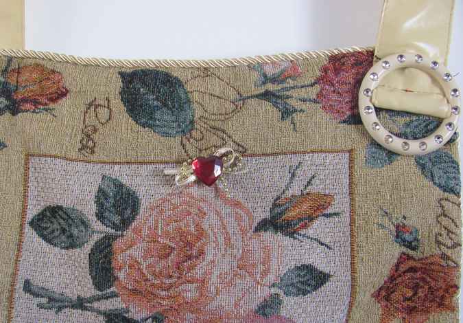 large image of art item: bag &ndash; yellow embroided flowers red pink blue