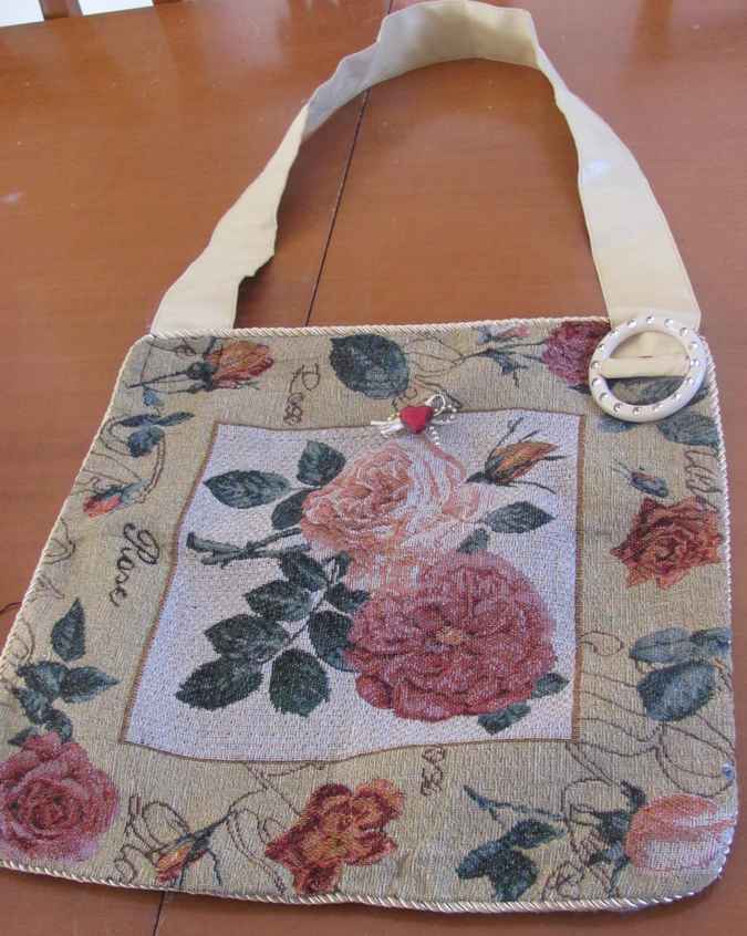 large image of art item: bag &ndash; yellow embroided flowers red pink blue