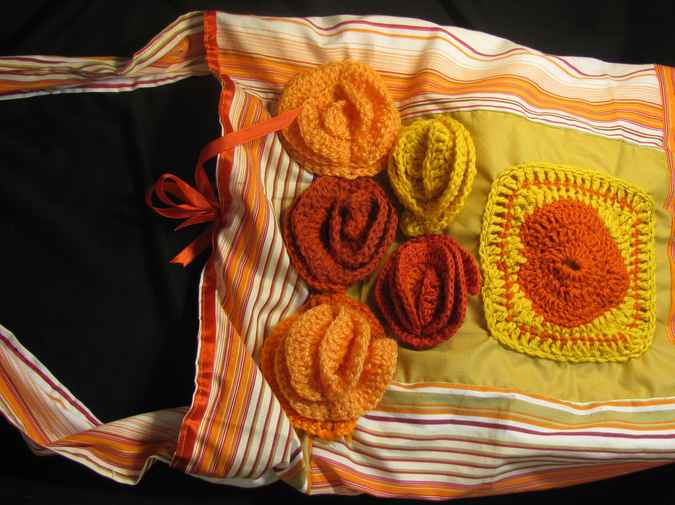 large image of art item: bag &ndash; yellow orange flowers crochet
