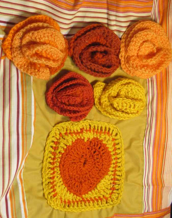 large image of art item: bag &ndash; yellow orange flowers crochet