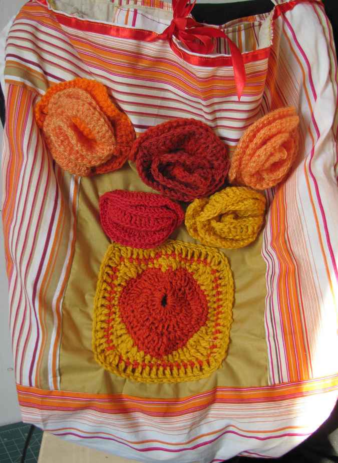 large image of art item: bag &ndash; yellow orange flowers crochet