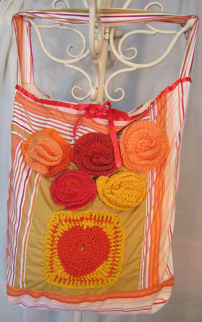 large image of art item: bag &ndash; yellow orange flowers crochet
