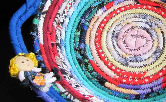 large image of art item: basket &ndash; apple doll blue red white