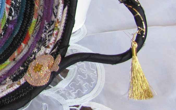 large image of art item: basket &ndash; apples cyan black green patterns