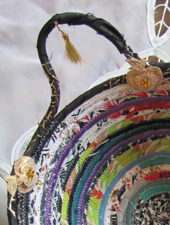 large image of art item: basket &ndash; apples cyan black green patterns