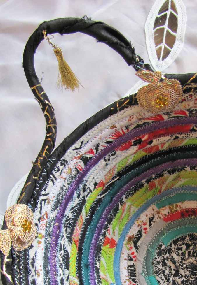 large image of art item: basket &ndash; apples cyan black green patterns