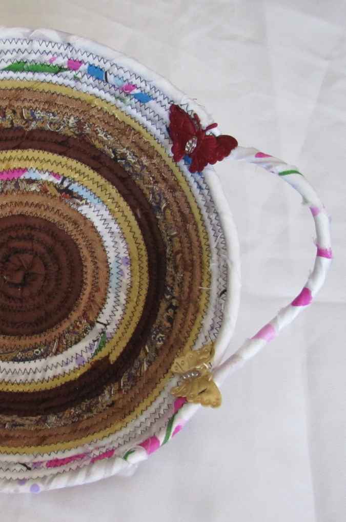 large image of art item: basket &ndash; brown ochre white