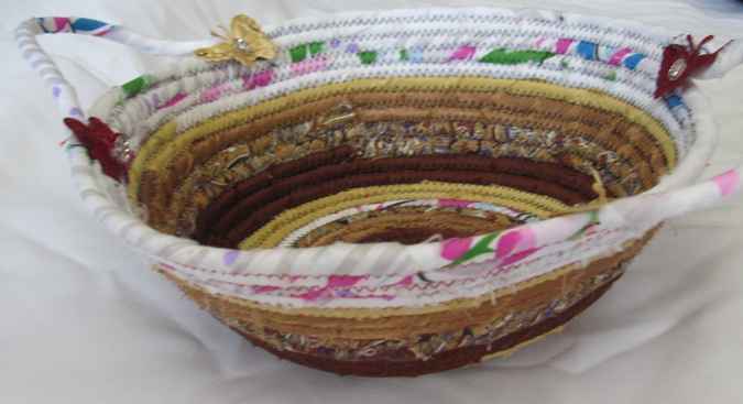 large image of art item: basket &ndash; brown ochre white