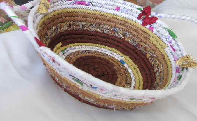 large image of art item: basket &ndash; brown ochre white