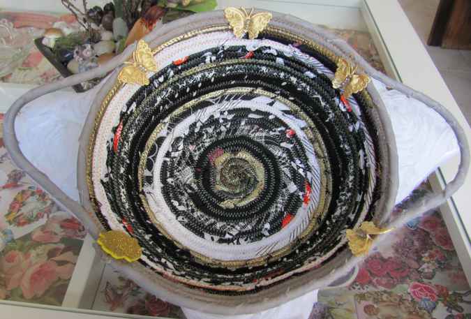 large image of art item: basket &ndash; butterflies black gray white