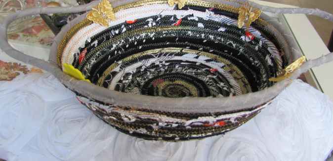 large image of art item: basket &ndash; butterflies black gray white