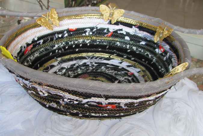 large image of art item: basket &ndash; butterflies black gray white