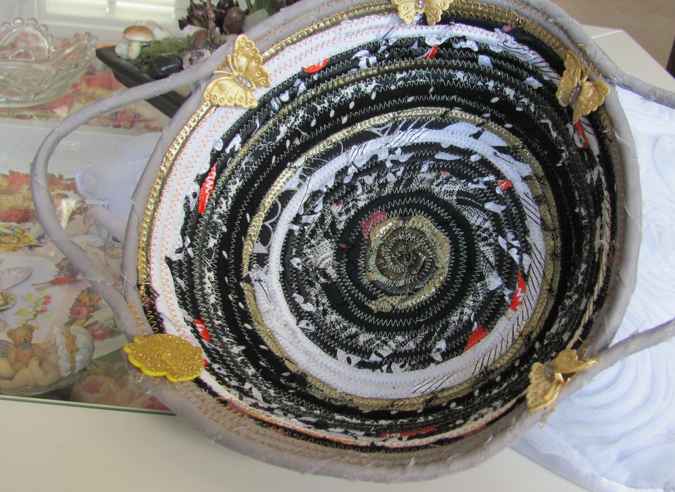 large image of art item: basket &ndash; butterflies black gray white