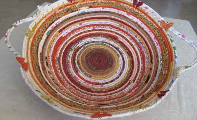 large image of art item: basket &ndash; butterflies orange red white