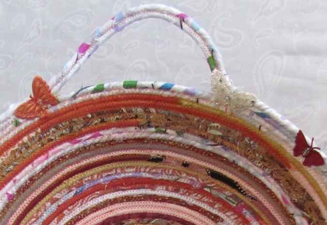 large image of art item: basket &ndash; butterflies orange red white