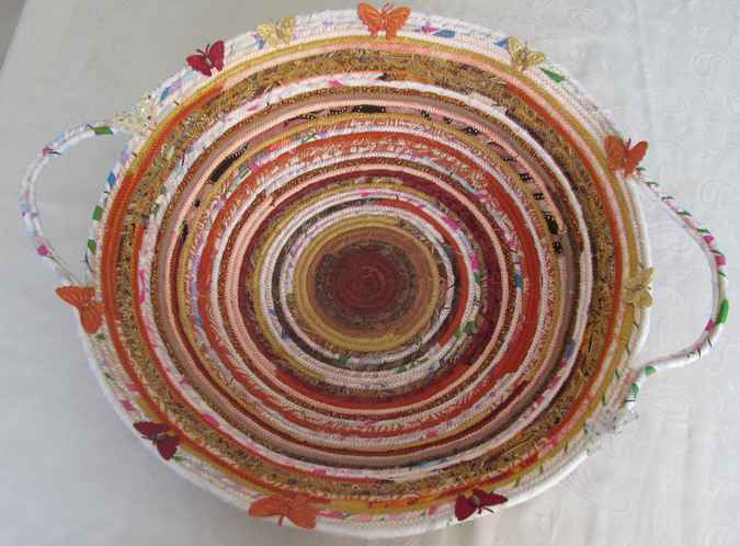 large image of art item: basket &ndash; butterflies orange red white
