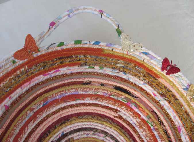 large image of art item: basket &ndash; butterflies orange red white