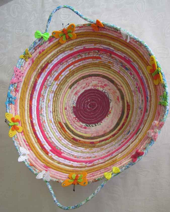 large image of art item: basket &ndash; butterflies pink orange