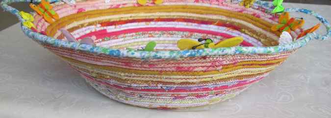 large image of art item: basket &ndash; butterflies pink orange