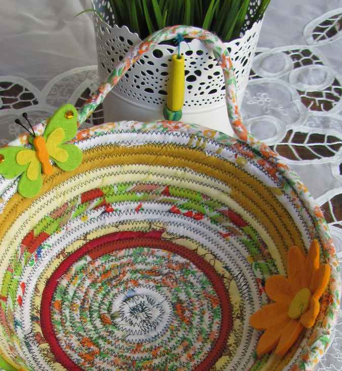 large image of art item: basket &ndash; butterflies yellow white red