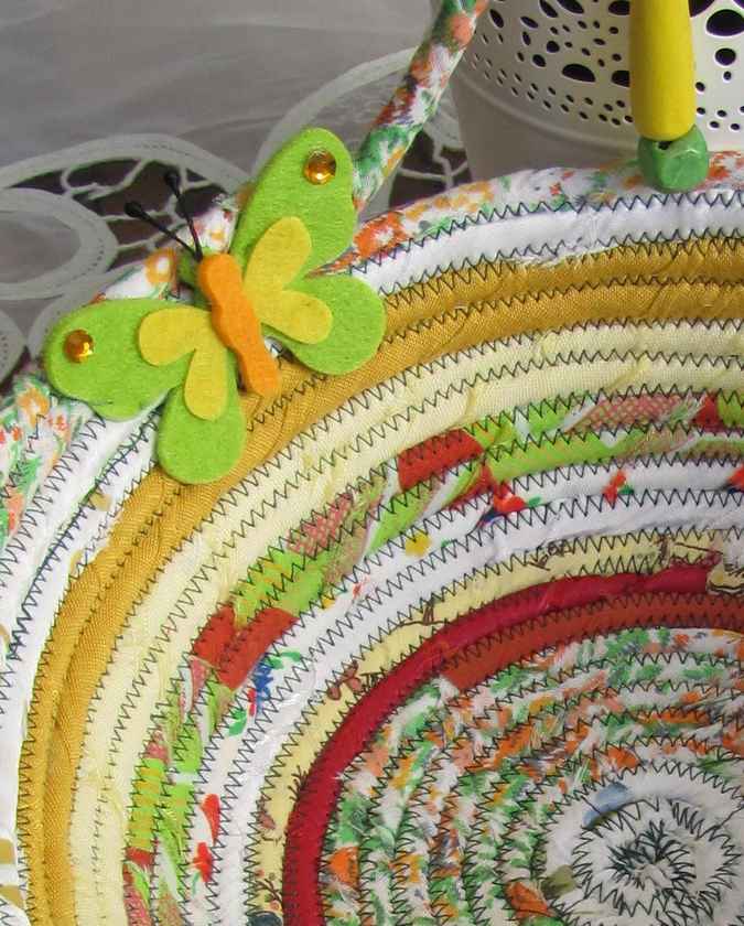 large image of art item: basket &ndash; butterflies yellow white red