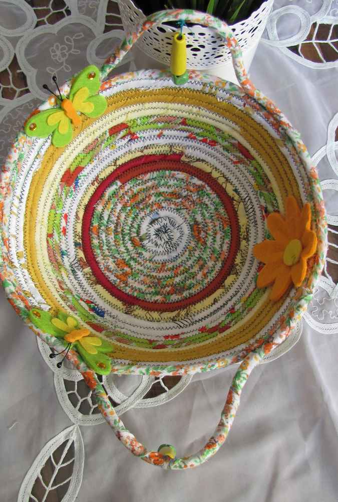large image of art item: basket &ndash; butterflies yellow white red