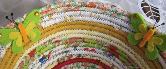 large image of art item: basket &ndash; butterflies yellow white red