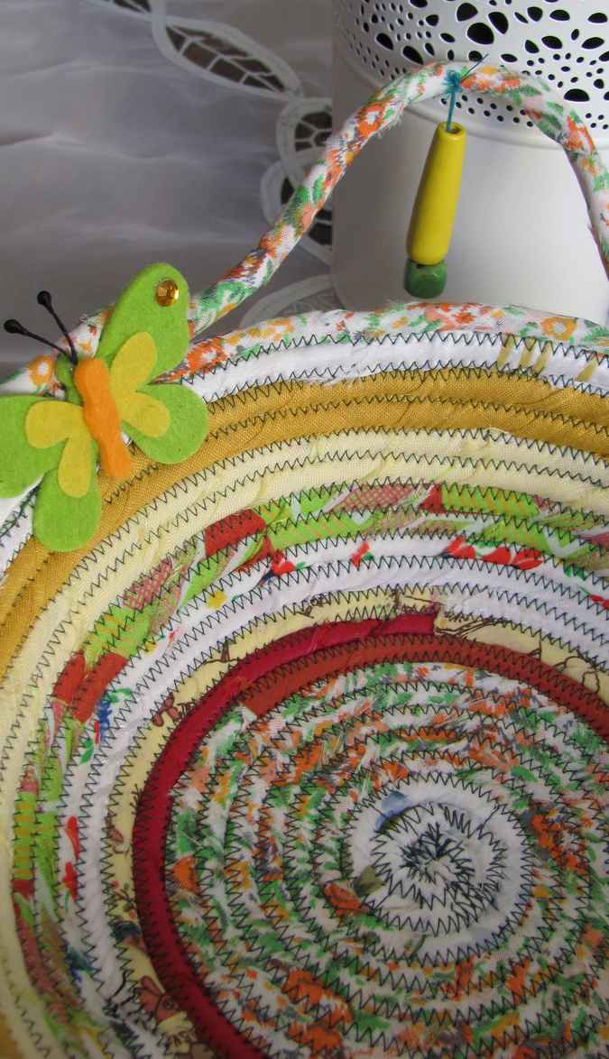large image of art item: basket &ndash; butterflies yellow white red