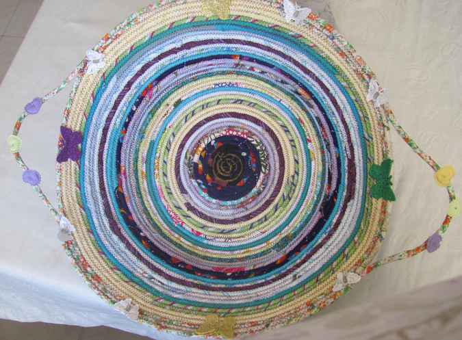 large image of art item: basket &ndash; butterfllies yellow cyan