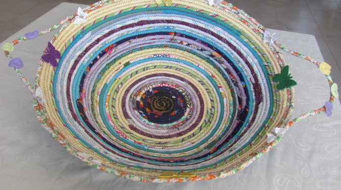 large image of art item: basket &ndash; butterfllies yellow cyan