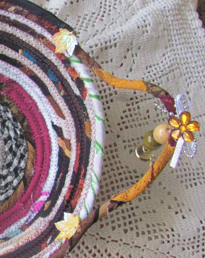 large image of art item: basket &ndash; checkered purple browns with maple leaves