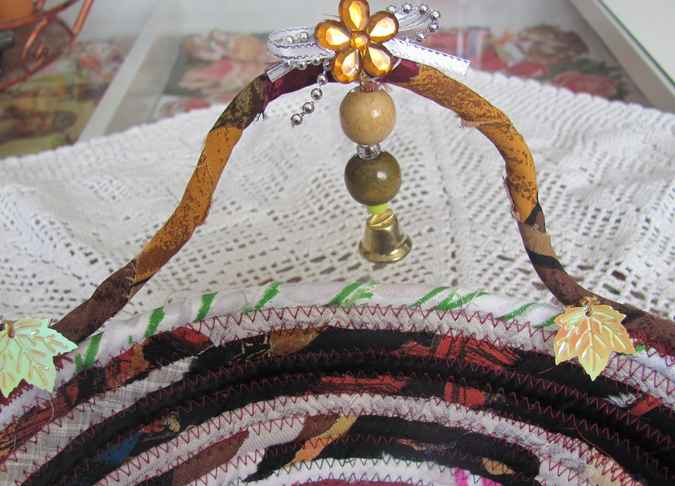 large image of art item: basket &ndash; checkered purple browns with maple leaves