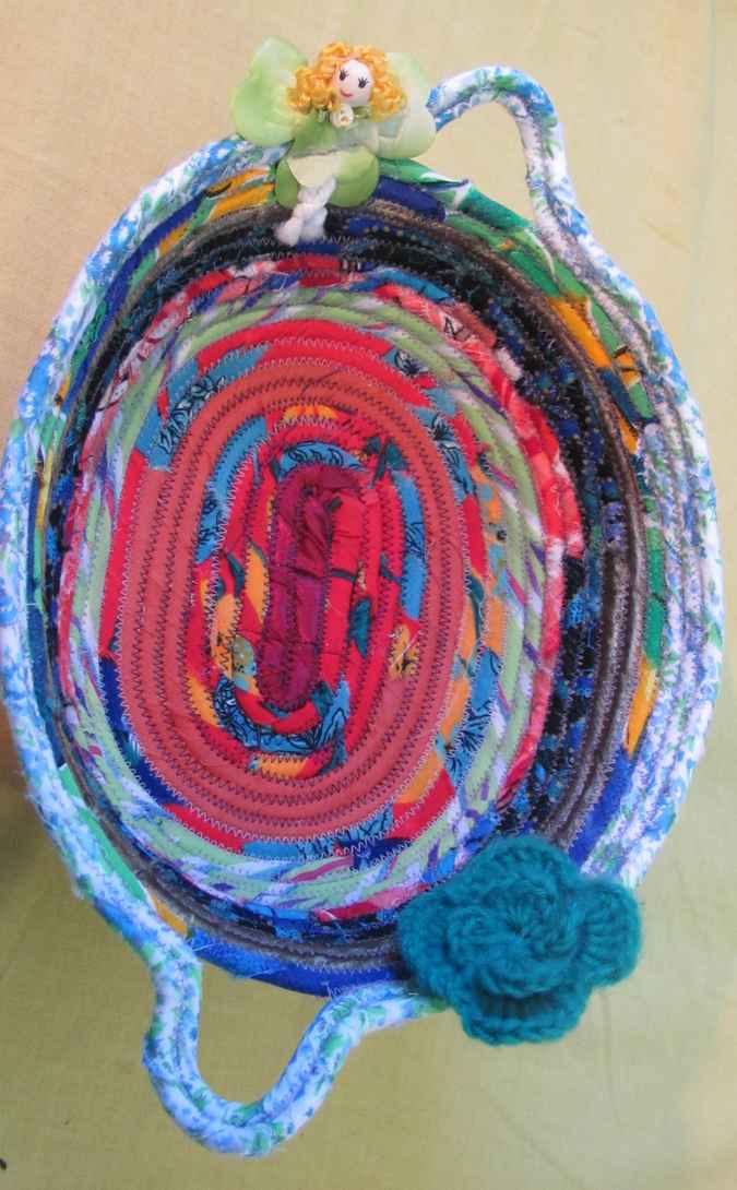 large image of art item: basket &ndash; crochet flower with fairy