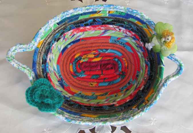 large image of art item: basket &ndash; crochet flower with fairy