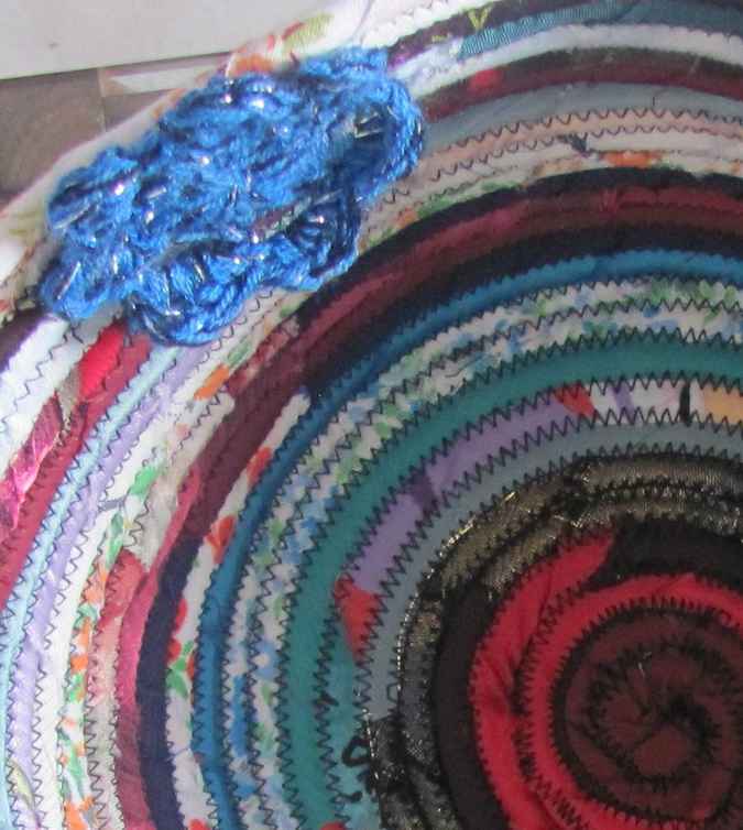 large image of art item: basket &ndash; crochet flowers cyan crimson