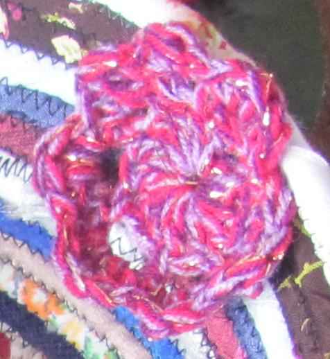 large image of art item: basket &ndash; crochet flowers cyan crimson