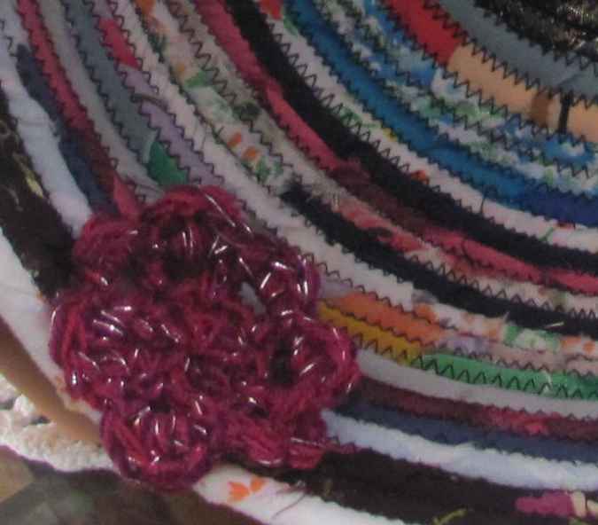 large image of art item: basket &ndash; crochet flowers cyan crimson